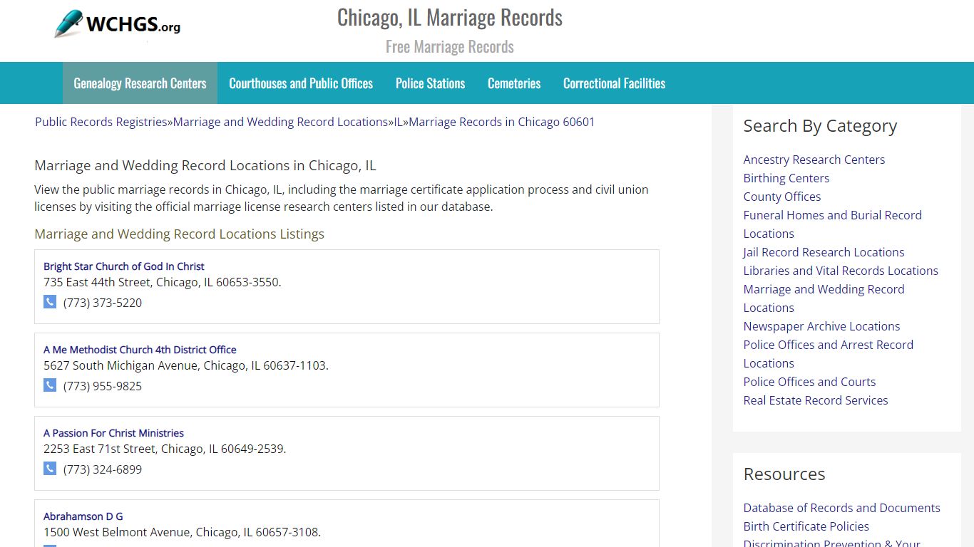 Chicago, IL Marriage Records - Free Marriage Records